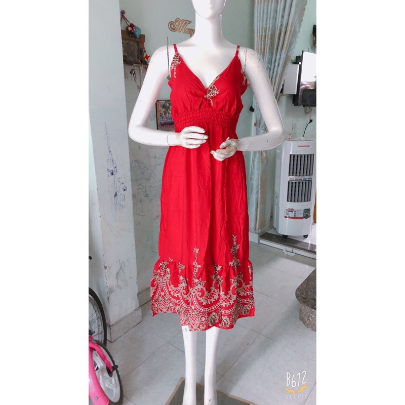 Đầm maxi - đầm lanh 2 dây - đuôi cá (48-65ky)