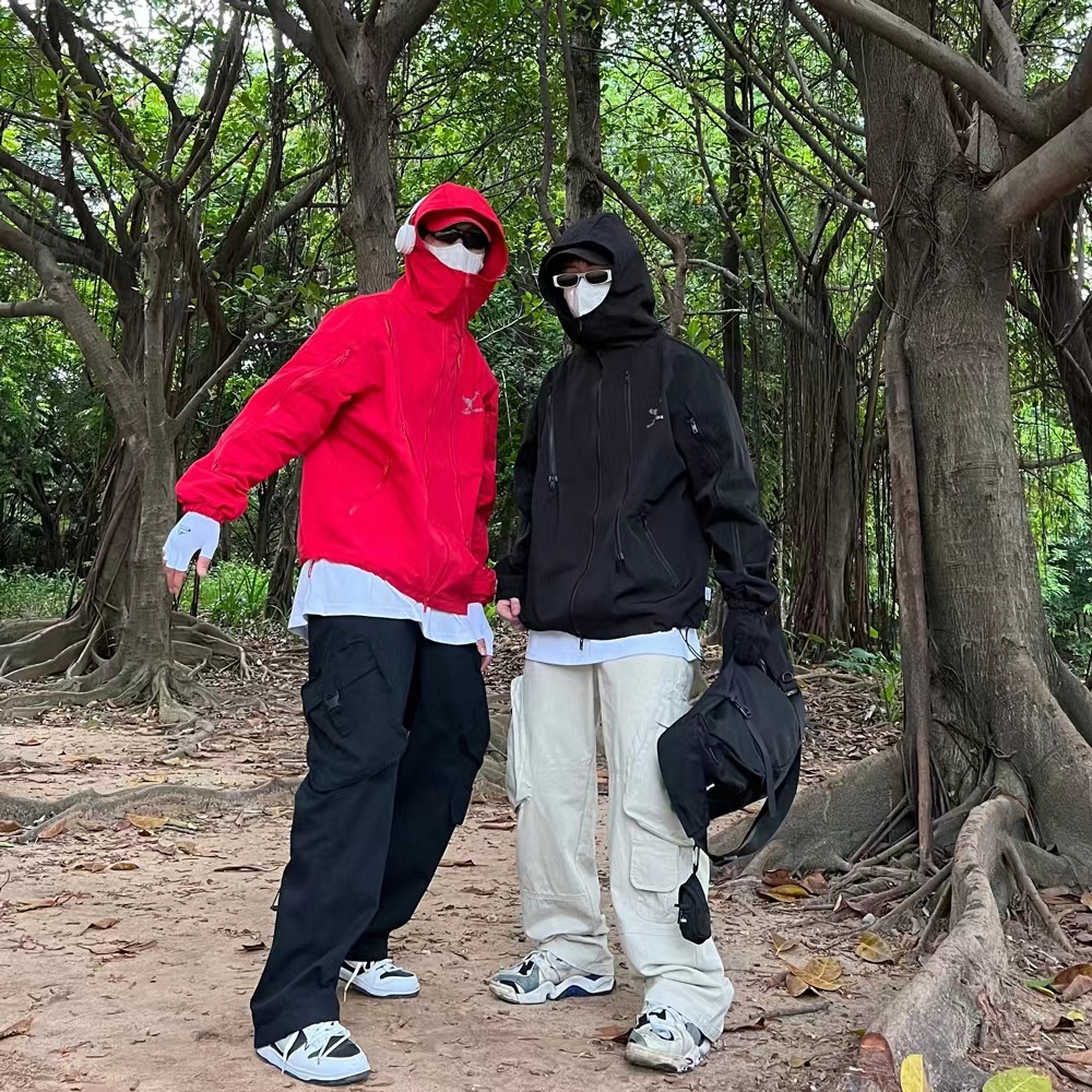 Áo Khoác Hoodie Dáng Rộng Chống Gió Nước Kiểu Mỹ Cá Tính Cho Nam Áo Khoác Nam Hán Quốc Có Mũ Trùm Đầu