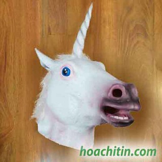 Mặt nạ cao su da kỳ lân 1 sừng mặt nạ hoá trang halloween