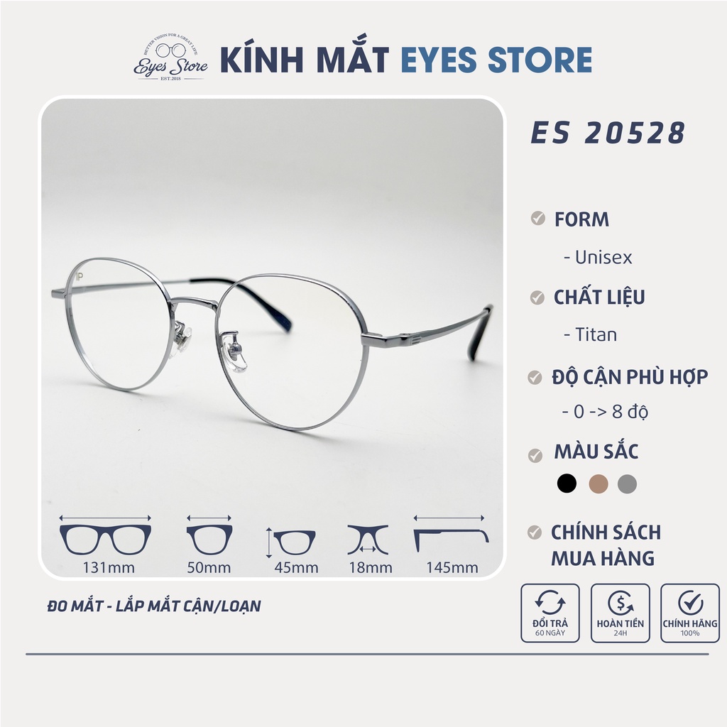 Gọng Kính Cận Nam Nữ Hàn Quốc EYESSTORE 20528 - Titan