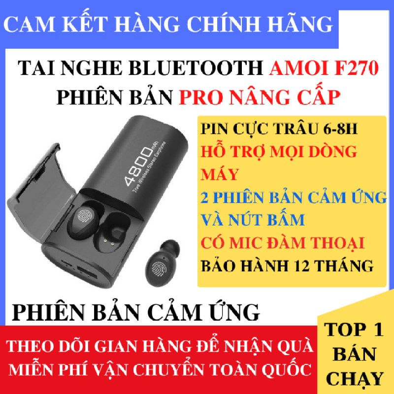 【COD】[ Hàng Xịn ] Tai Nghe Bluetooth Amoi F270 Bản Nút Bấm Chip Cao Cấp Kén Sạc Kiêm Sạc Dự Phòng 4800mah - Tai nghe bluetooth không dây amoi f270, Tai nghe nhét tai không dây, Tai nghe bluetooth pin trâu - Tai nghe buetooth