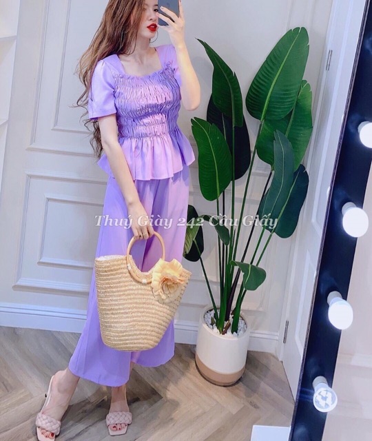 [ Mã FAMAYWA2 giảm 10K đơn 50K] Sét đồ bộ lửng ống rộng áo nhúm loe cổ vuông | BigBuy360 - bigbuy360.vn