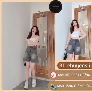 Quần ngố trơn nữ ⚡ SIÊU XINH ⚡ quần BT Jeans nắp cạp cao màu đen khói cực hot, tôn dáng - N04