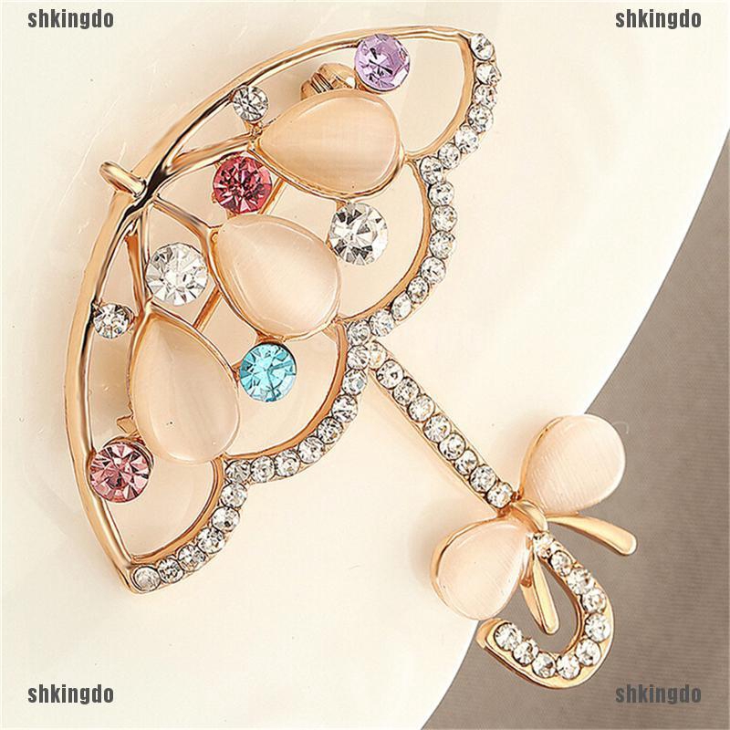 THINH Ghim cài áo hình chiếc ô đính đá xinh xắn dành cho nữ