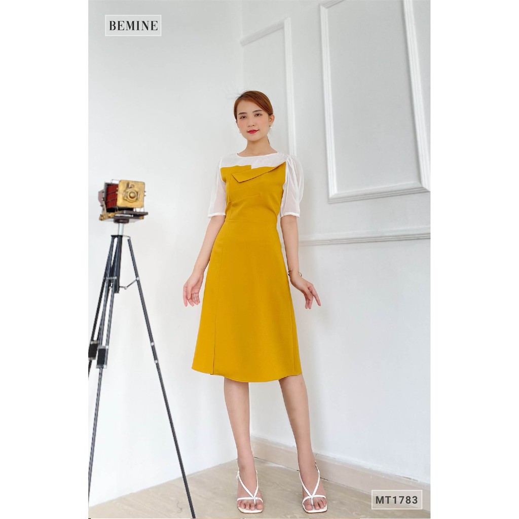 [Mã WABRWA15 giảm 15% đơn 300K] Đầm cúp ngực phối voan BEMINE MT1783VANG | BigBuy360 - bigbuy360.vn