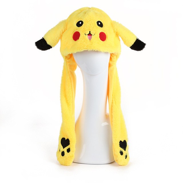 Thú Nhồi Bông Hình Pikachu Tai Thỏ Đội Mũ Tai Thỏ Dễ Thương Vui Nhộn Có Thể Tháo Rời
