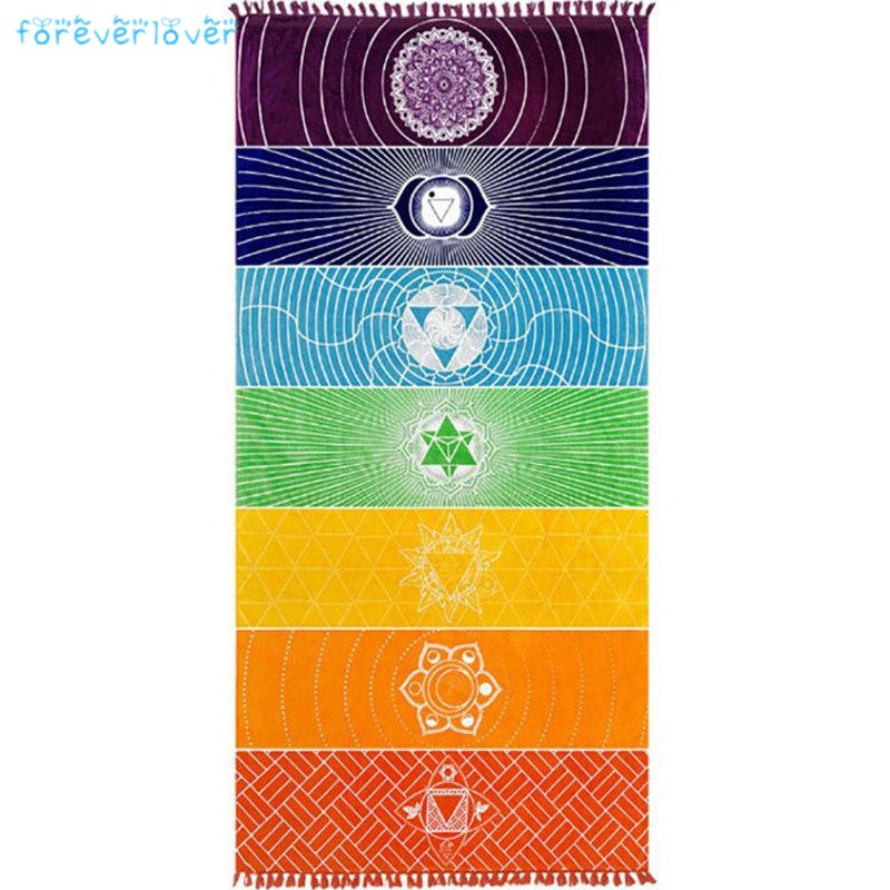 Khăn tắm biển màu sắc cầu vồng phong cách Boho độc đáo