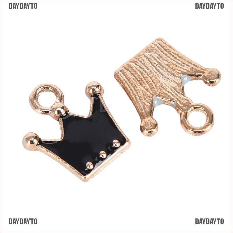 Bộ 10 Mặt Dây Chuyền Hình Vương Miện Tráng Men DIY