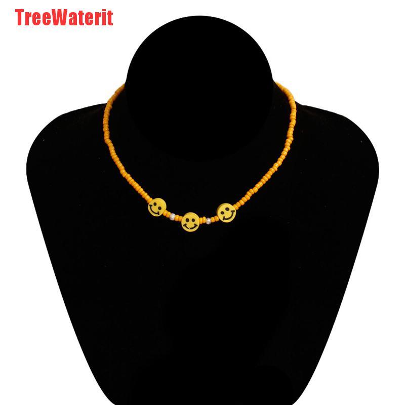 TreeWaterit Bohemia Colorful Beads Smile Face Choker Necklace Clavicle Summer Jewelry Gift