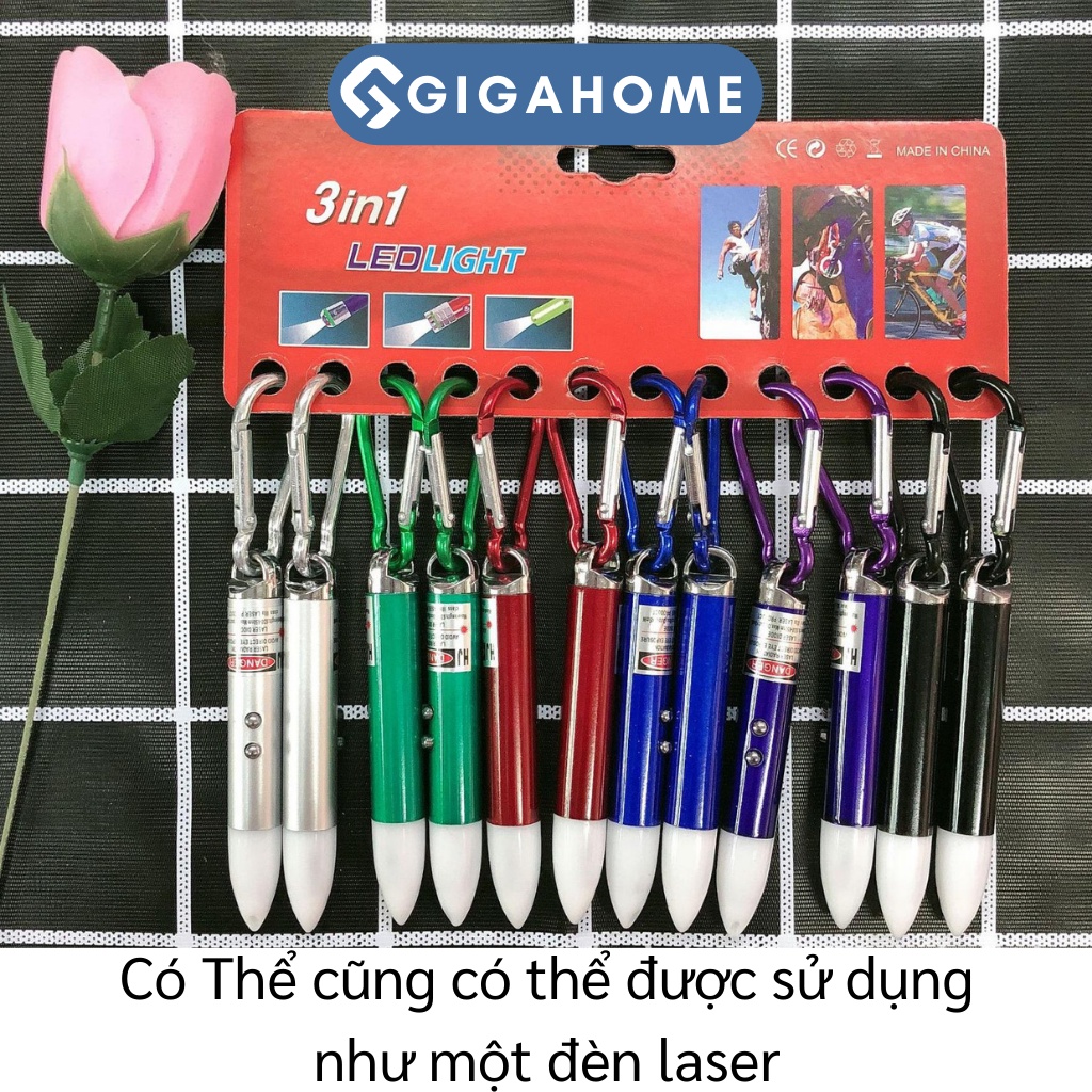 Móc Khóa Đèn Pin 3in1 GIGAHOME Soi Tiền Giả, Laser Đa Năng 8903