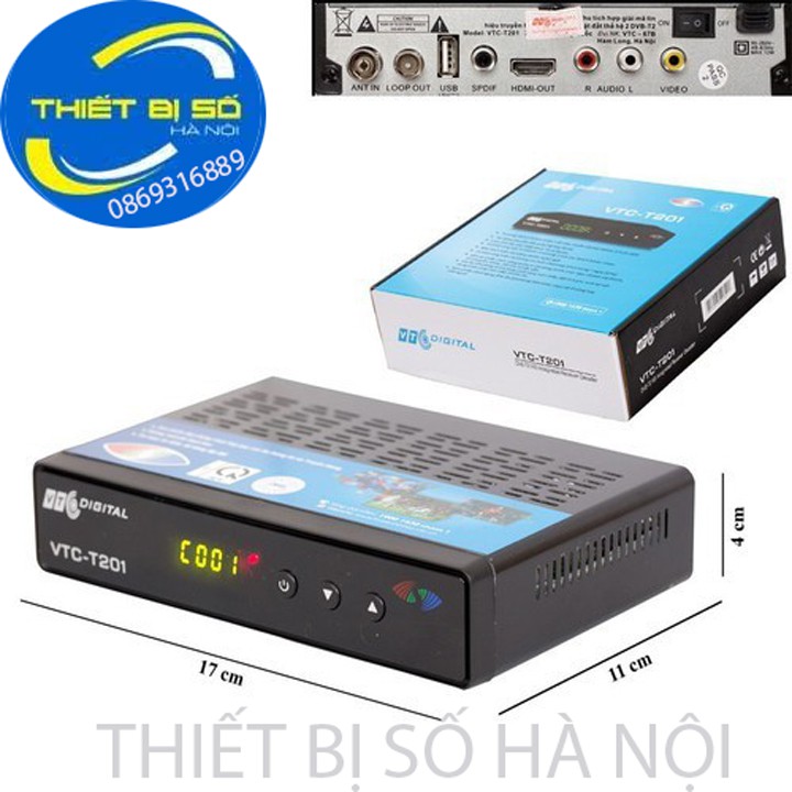 đầu thu kĩ thuật số DVB T2 VTC T201 + tặng anten kèm dây 15m