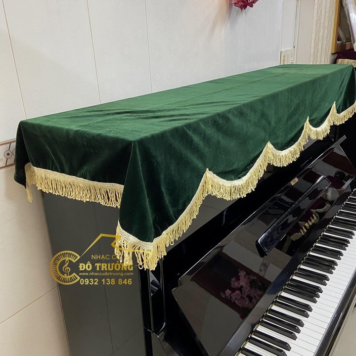 Khăn Phủ Đàn Piano nhung xanh rêu sang trọng