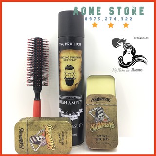 [ Hót ]  COMBO  Gôm Xịt Tóc The Pro Lock + Sáp Tạo Kiểu Tóc Sawencito Deluxe Wax 100ml  Tặng Lược