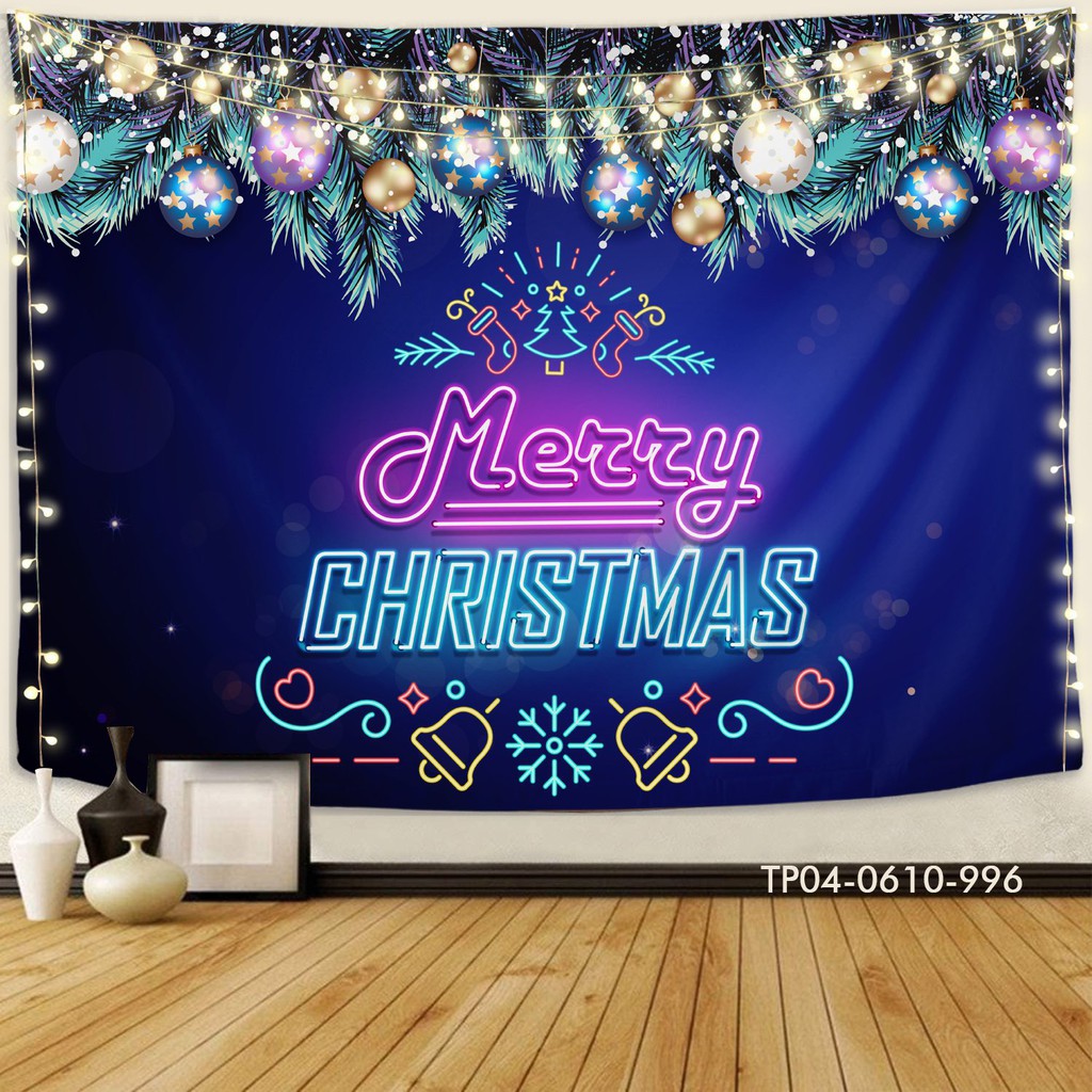 Tranh vải treo tường trang trí GIÁNG SINH, decor NOEL MERRY CHRISMAS, (TẶNG móc treo, miếng dán 2 mặt)