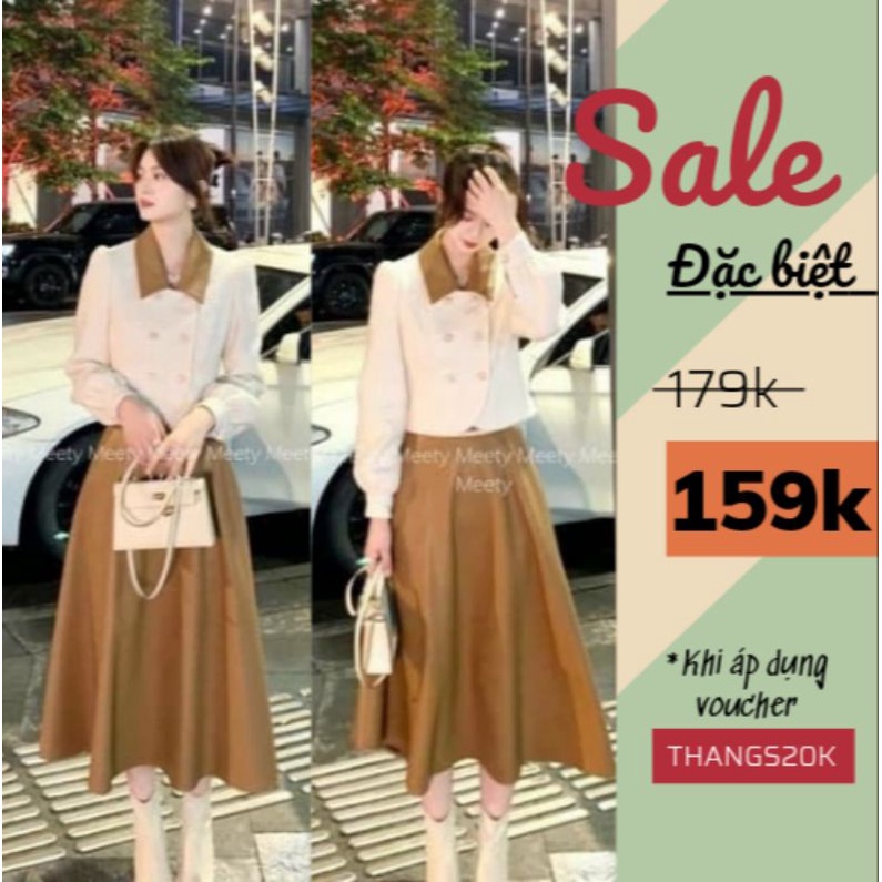 Set áo sơ mi váy dài tiểu thư công sở