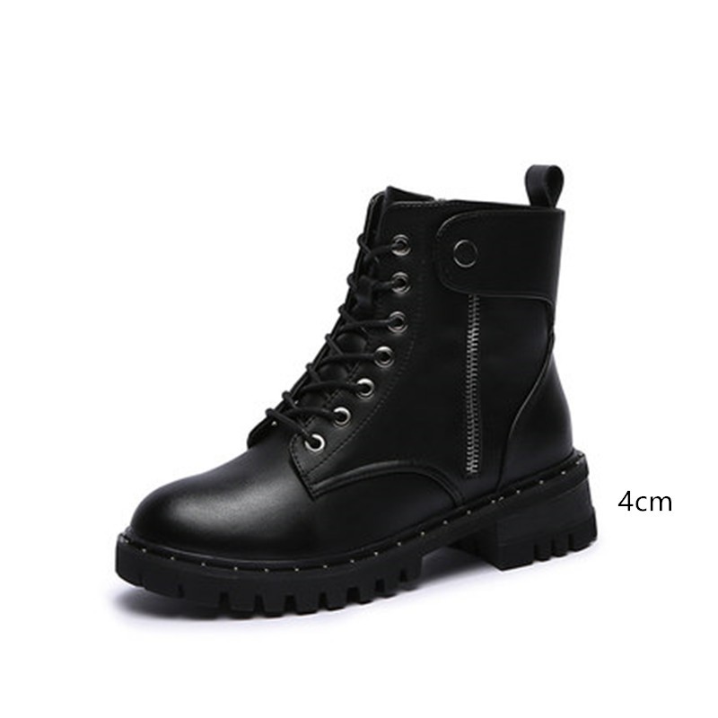 Giày bốt Martin phong cách Hàn Quốc khoá kéo đế cao 4cm | BigBuy360 - bigbuy360.vn