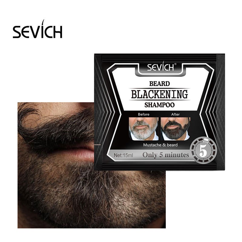 ⏩ 5 Minutes Blackening Beard Shampoo Dye Beard Herb Natural Faster Blacken Beard Shampoo 15ml 【Luun】