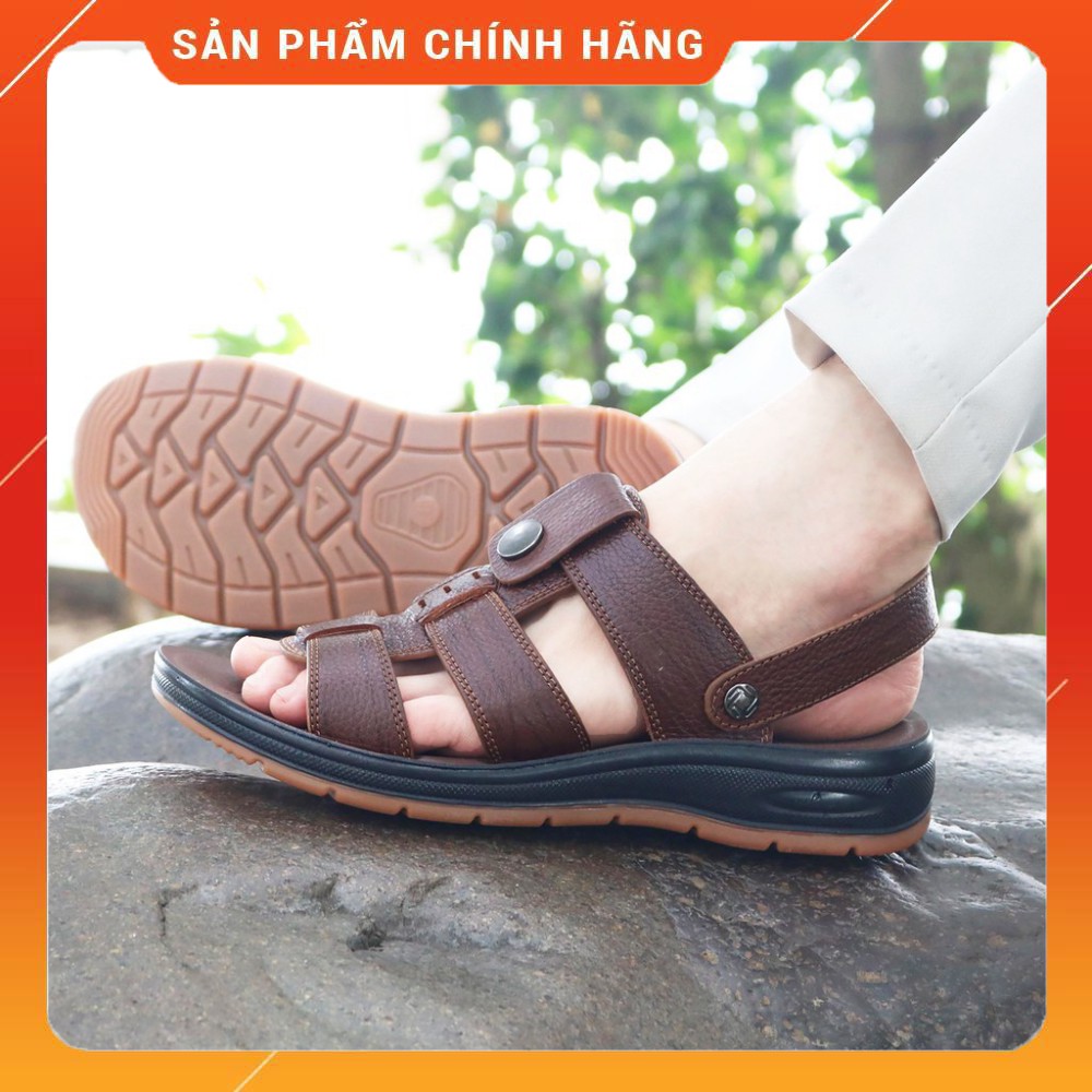 Sandal nam - sandal nam đế cao HT.NEO 100% da bò tự nhiên, kiểu dáng nổi bật, đế kếp 3,5cm quai da siêu bền chắc SD96