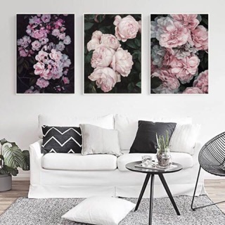 Bộ 3 tranh canvas Rose - Kèm khung (Phòng Khách, tranh phòng ngủ, tranh tặng Tân gia, Tranh tặng sinh nhật) ... (CV2)