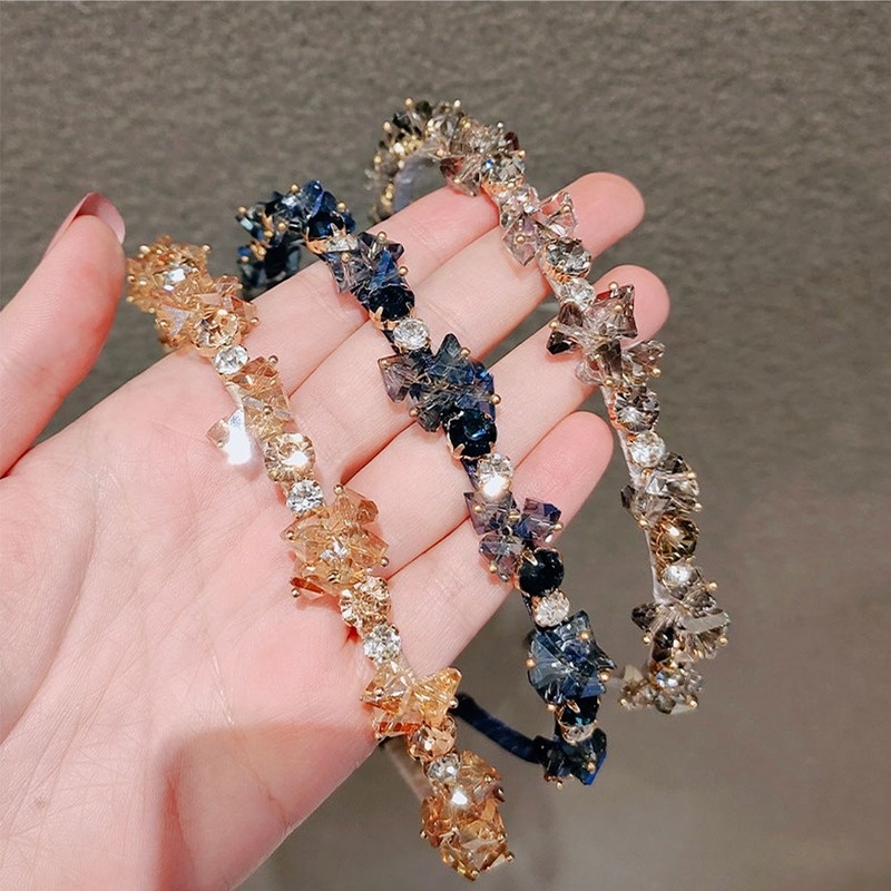 Băng Đô Cài Tóc Đính Đá Phong Cách Retro Hàn Quốc