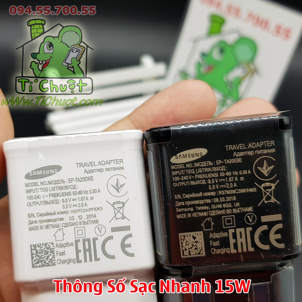 [ZIN Chính Hãng] Củ Sạc Nhanh Samsung TA20 15W 9V-1.67A Sơn Bóng S9 Note 9