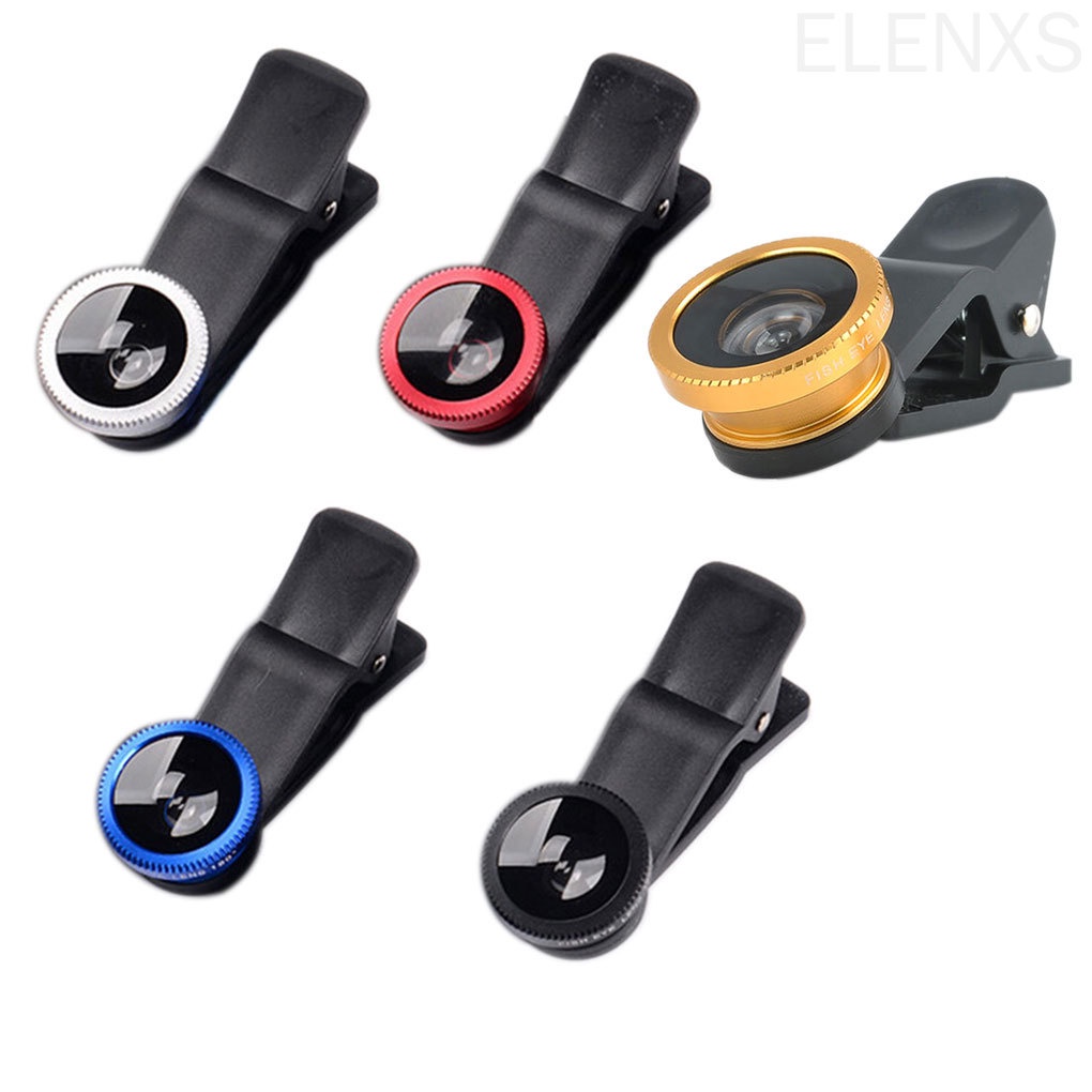 3-in-1 Universal Smartphone Camera Clip-on Lens Kit 180° Fish Eye Lens 0.67X Wide Angle Macro Lens ELEN