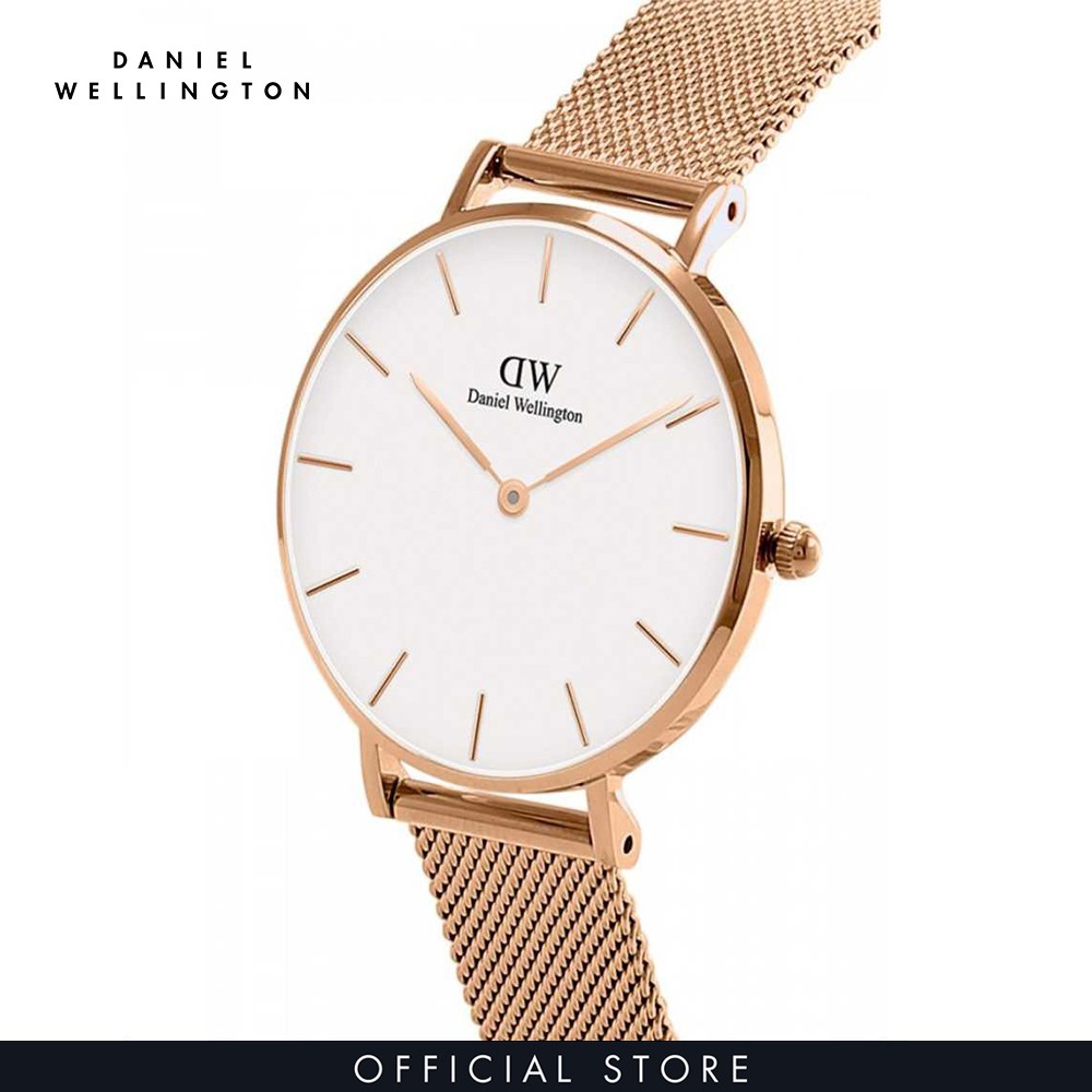 Đồng hồ Nữ Daniel Wellington dây lưới - Petite Melrose mặt trắng - vỏ vàng hồng | BigBuy360 - bigbuy360.vn