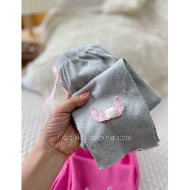 Quần legging hè cotton xịn, quần chống muỗi đốt đính nơ thiên thần cute cho bé gái
