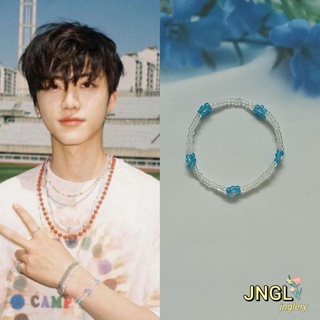 Vòng Đeo Tay Jaemin NCT Vòng Tay Chuỗi Hạt Hình Hoa Màu Xanh