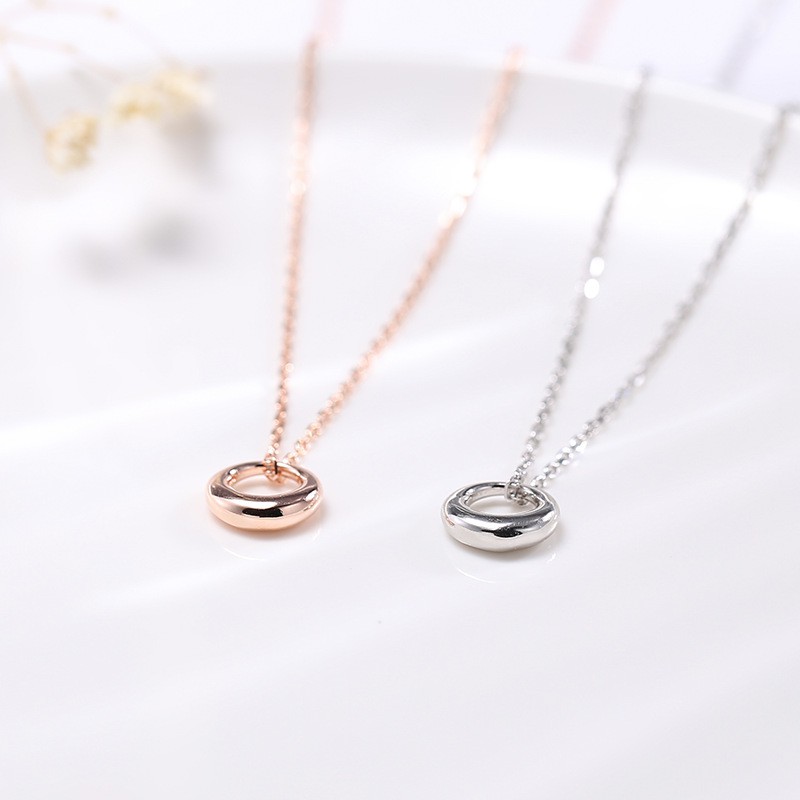 Dây chuyền bạc nữ trơn hình tròn DB2566 charm nguyên khối - Bảo Ngọc Jewelry
