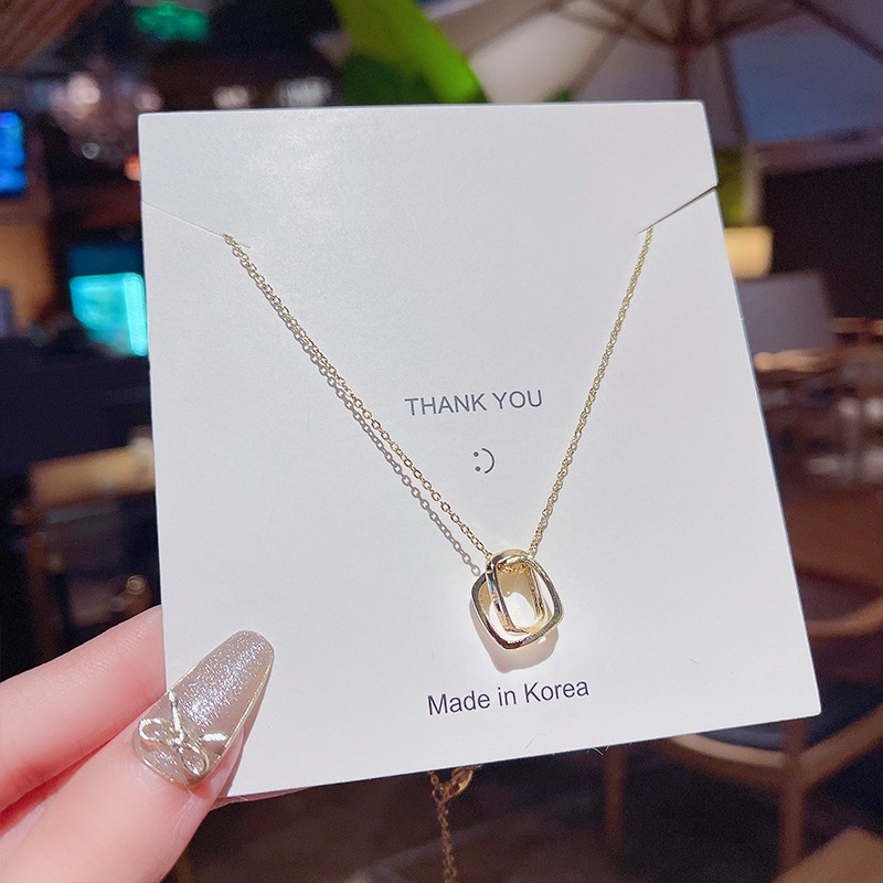 Dây Chuyền Thép Titan Mặt Vuông Đính Đá Zircon Đơn Giản Thời Trang