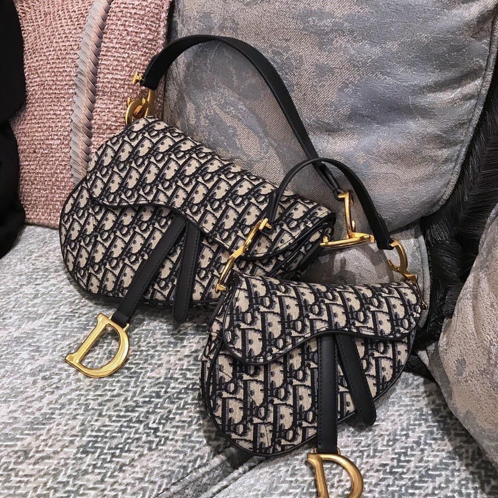 Túi yên ngựa Dior siêu đẹp không bao giờ lỗi mốt SADDLE BAG Blue Dior Oblique Jacquard 183LX-452000182