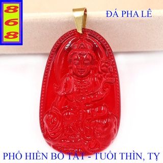 [Tuổi Thìn, Tỵ] Mặt Dây Chuyền Phật Phổ Hiền Bồ Tát Pha Lê Đỏ 3.6cm - Mặt Size Nhỏ - Tặng Kèm Móc Inox