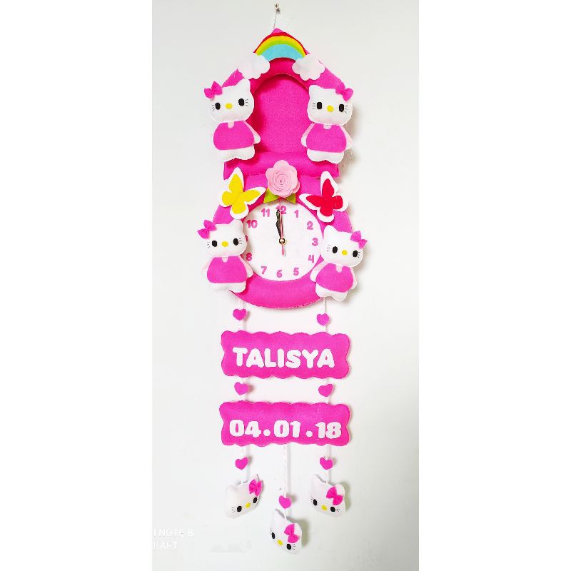 Đồng Hồ Treo Tường Vải Flannel Họa Tiết Hello kitty Dễ Thương