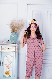 Bộ lụa hoạ tiết Tim Đôi - Lửng