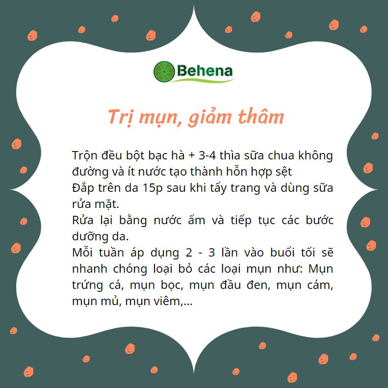 Bột Bạc Hà Nguyên Chất Behena (Hộp 50g) - The Mát Sảng Khoái Giảm Mụn Làm Đẹp Da