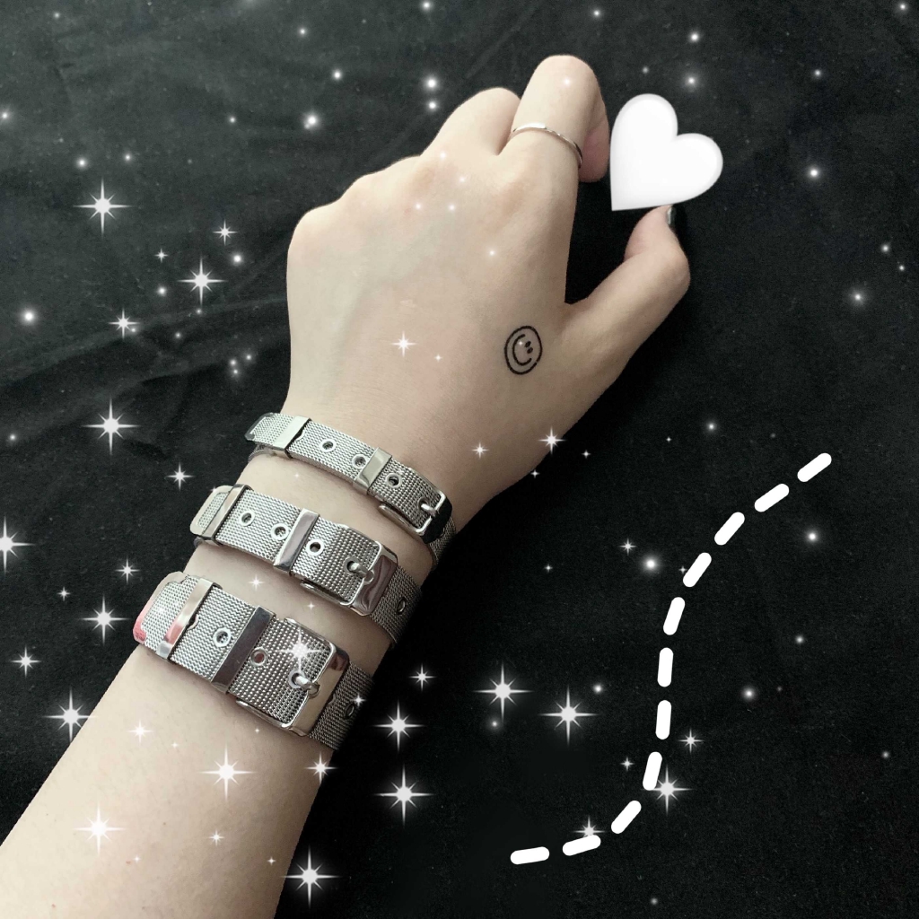 b'13889Harajuku Dark Wind Couples Watch with Punk Decorative Bracelet'