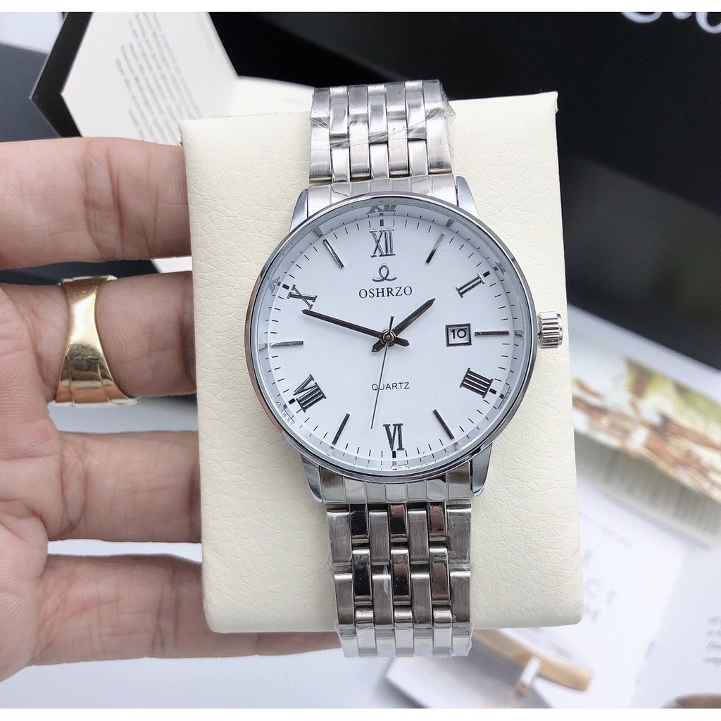 Đồng hồ nam Oshrzo Dây kim loại thép sang trọng + Tặng hộp đồng hồ + Pin