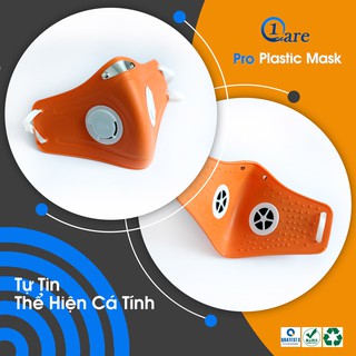 Khẩu trang nhựa đa năng 1Care Pro lọc bụi mịn PM5.0, kháng nước chống nắng 100%. Khẩu trang nhựa màu cam nổi bật