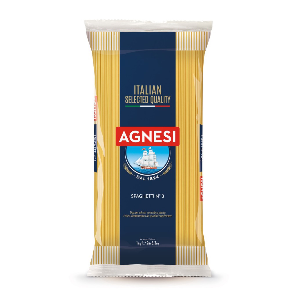 Combo 3 gói mì Ý Agnesi 1kg cọng dài spaghetti