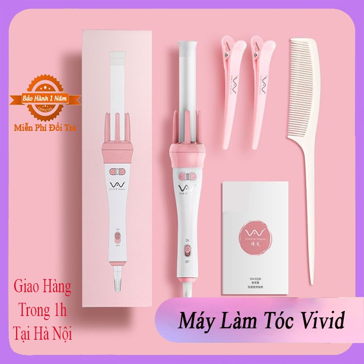 Máy uốn tóc xoăn xoay tự động 360 VIVID &amp; VOGUE, máy làm tóc uốn xoăn tự động - Hàng chính hãng bảo hành 1 năm tại GH