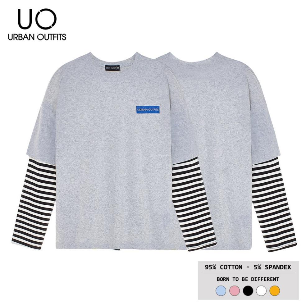 Hàng OUTLET 4 Màu TDO07 Áo Thun Tay Dài Phối Nam Nữ Form Rộng URBAN OUTFITS In Chữ UO 100 Cotton 4 Chiều !