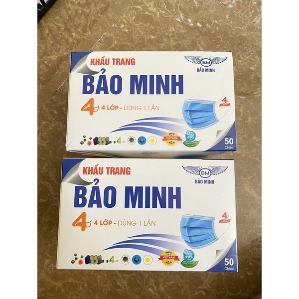 Khẩu trang y tế kháng khuẩn 4 lớp Bảo Minh và Naru-OTC 1 hộp/50 cái