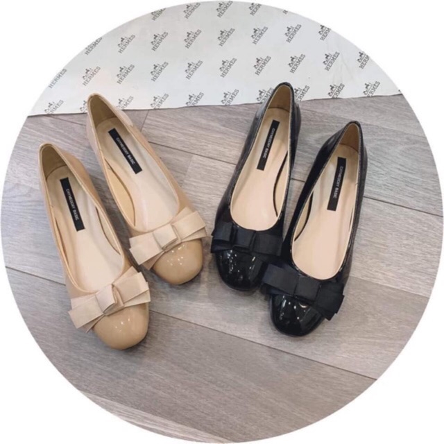 [Sỉ} Giày Búp Bê Bệt Chất Da Bóng Phối Nơ Satin Siêu Xinh