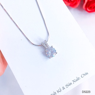 Dây chuyền bạc, day mì trơn viên đá trắng cao cấp Orin D5223