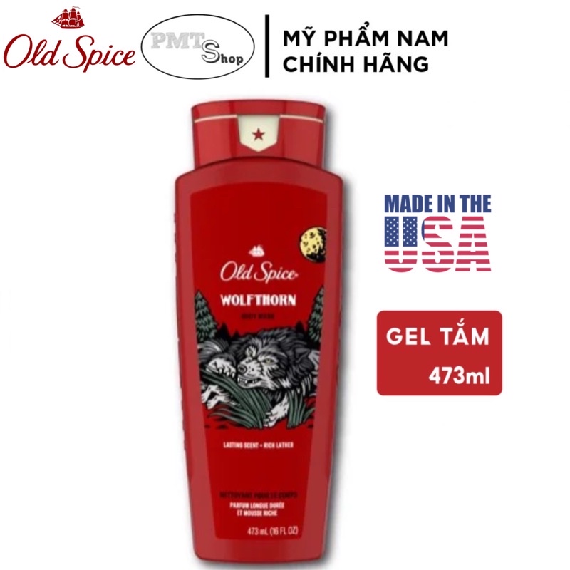 [USA] Combo 2 Sữa tắm nam Gel Old Spice Wolfthorn 473ml x 2 chai Wild Collection - Mỹ