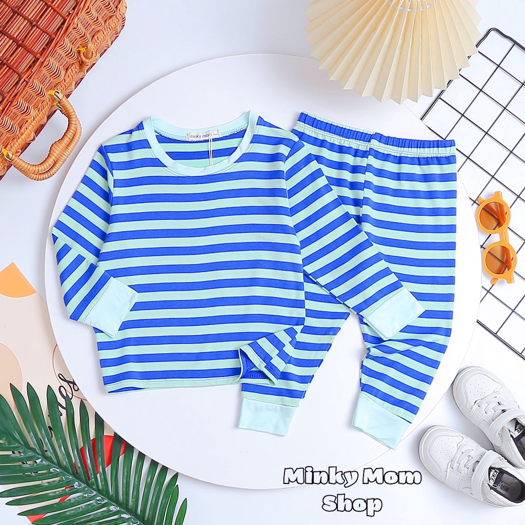 Bộ Dài Tay MINKY MOM Kẻ  ⚡FREESHIP⚡ Chất Thun Lạnh Cho Bé Trai Thoải Mái, Thoáng Mát Ngày Hè