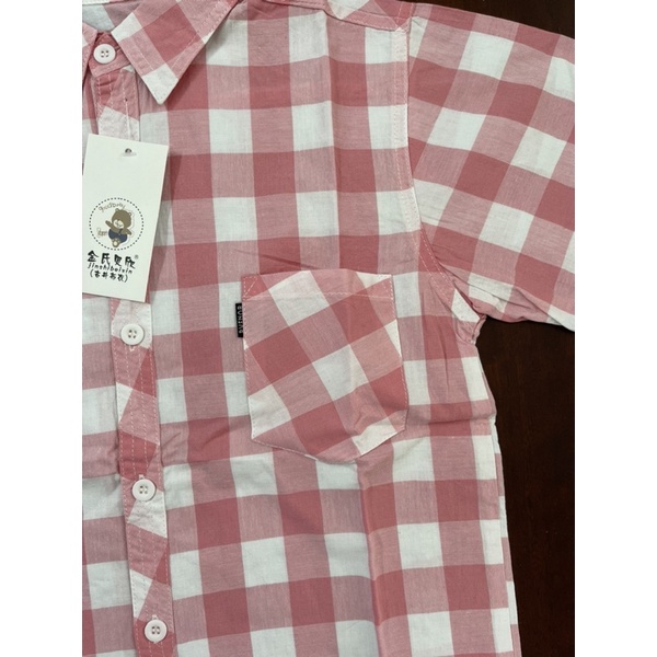 Áo sơ mi ngắn tay bé trai 11-30kg caro trắng hồng