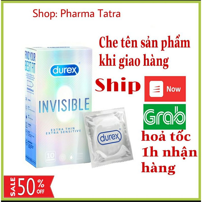 Bao cao su Durex Invisible extra thin 10 bao Siêu mỏng