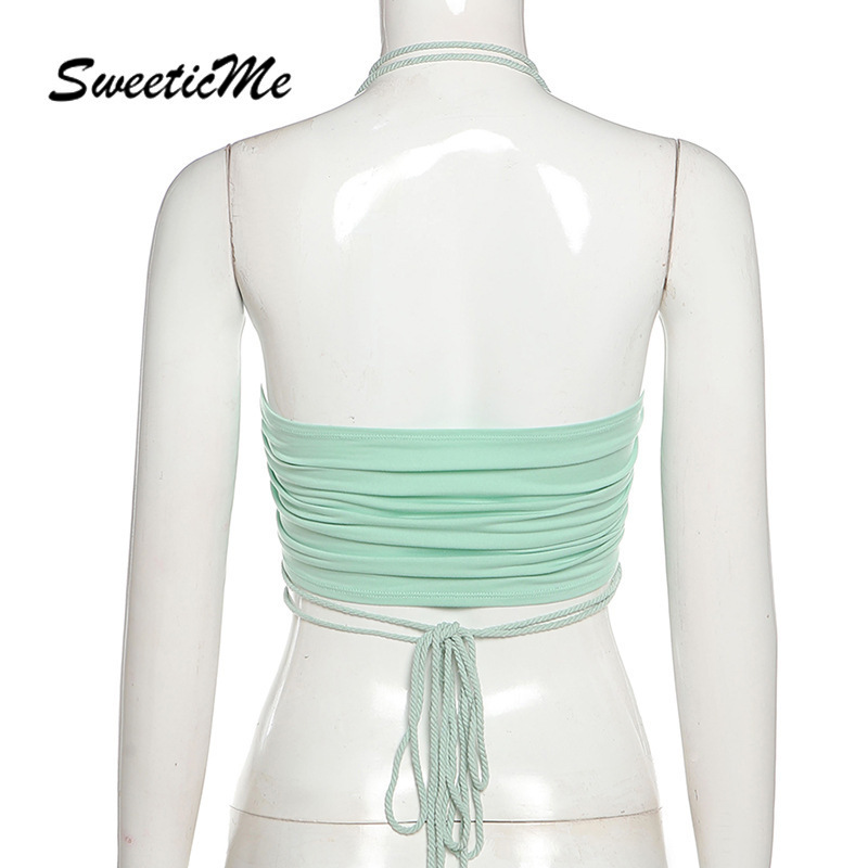SweeticMe Women's 2021 New Design Neck Halter Straps Slim Sexy Umbilical Vest Women | BigBuy360 - bigbuy360.vn
